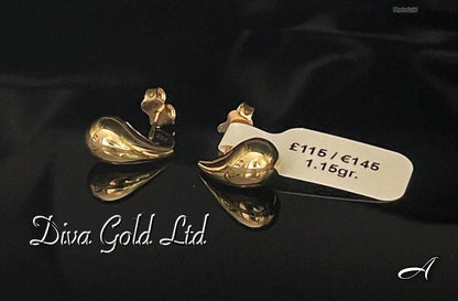 Gold 585 drops studs earrings