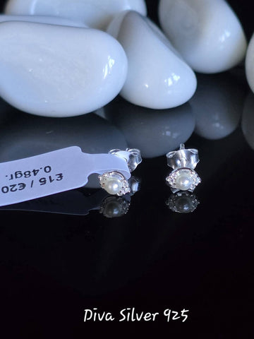 Sterling Silver Small Pearl Stud Earrings