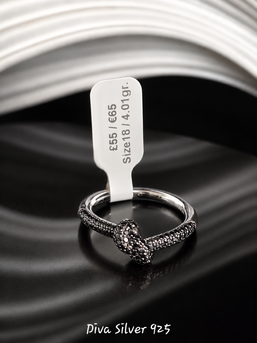 Sterling Silver  Black Stones Ring