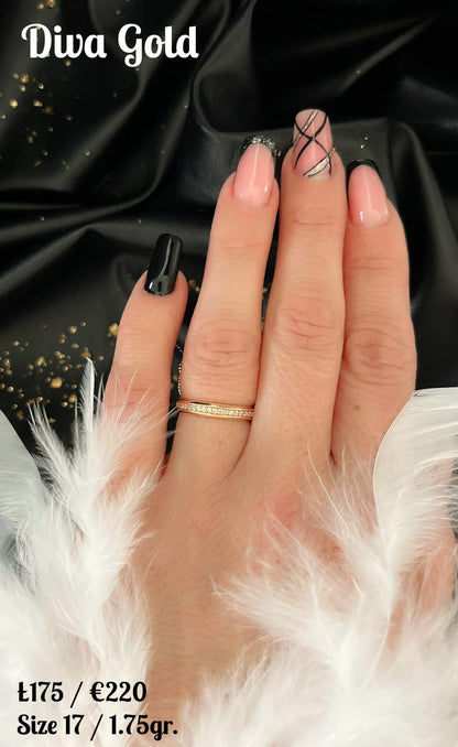 Gold ring with white zircon stones.  Size 17