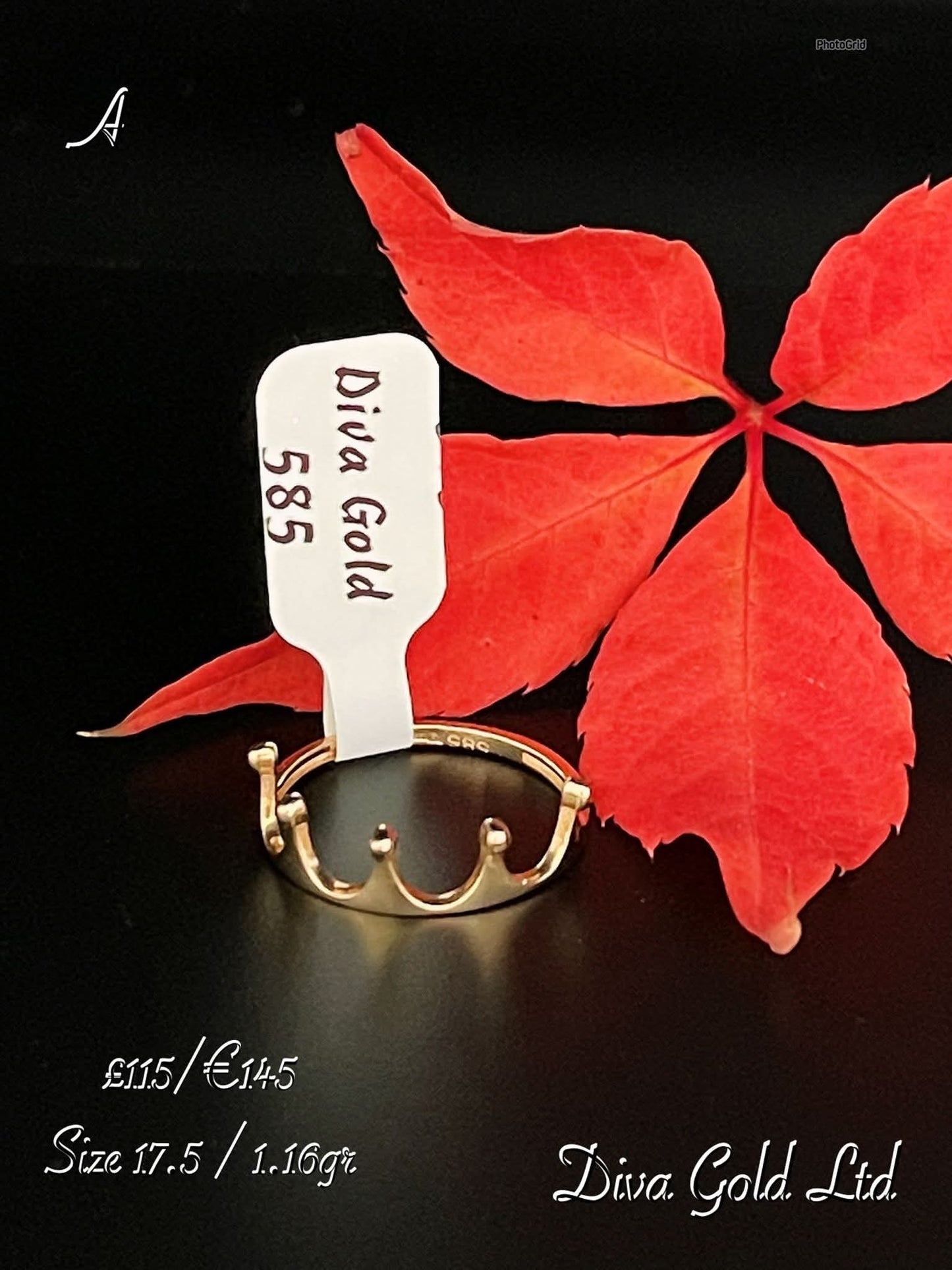 Gold crown ring. Size 17.5