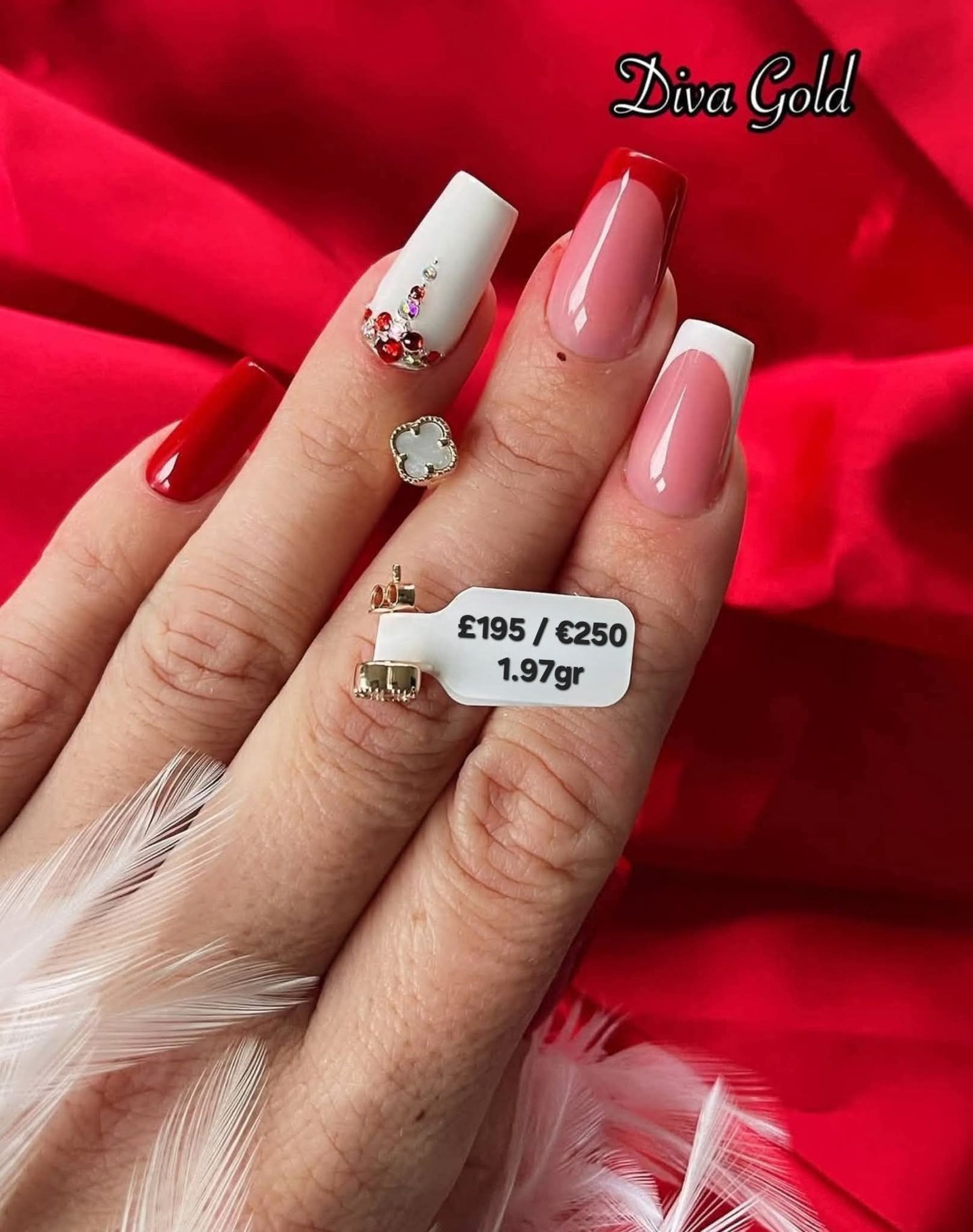 Gold 585 clover studs earrings