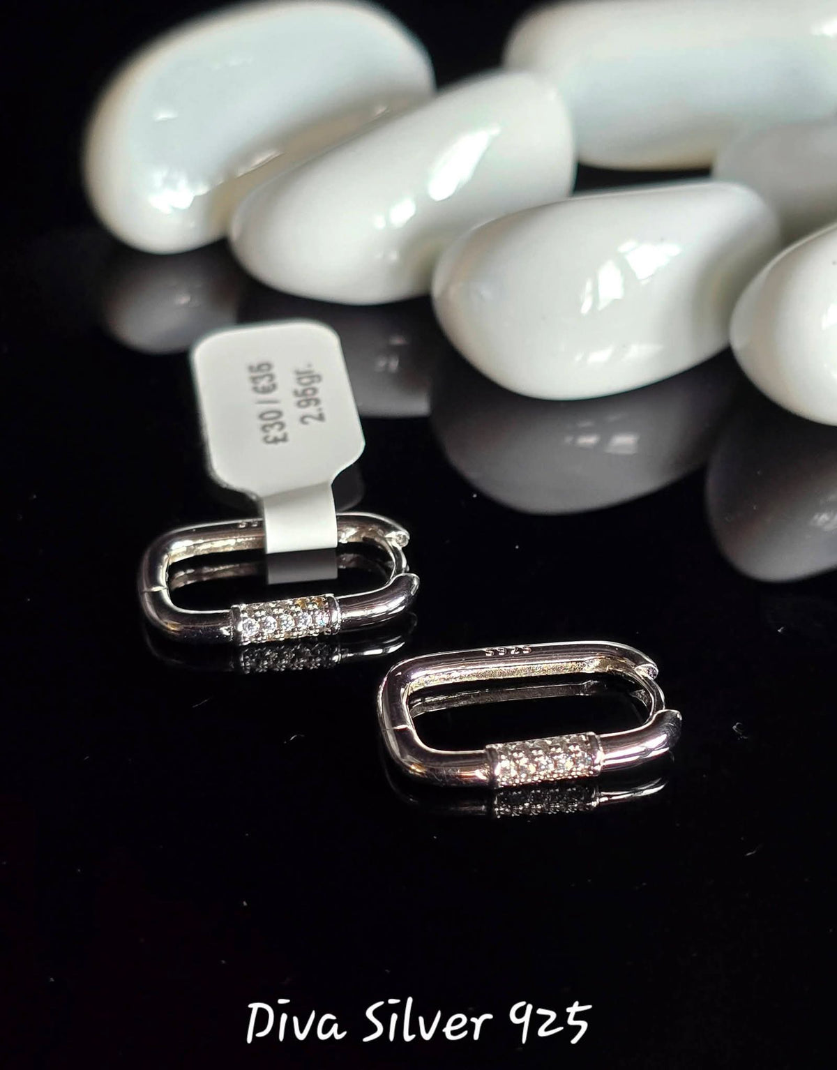 Sterling Silver Oval Shining Women Earrings