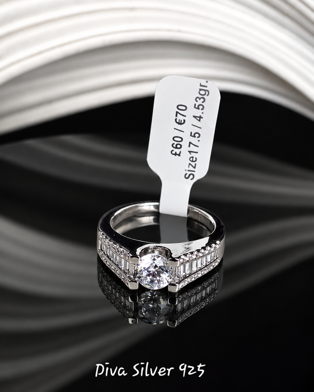 Sterling Silver Round Cut Ring