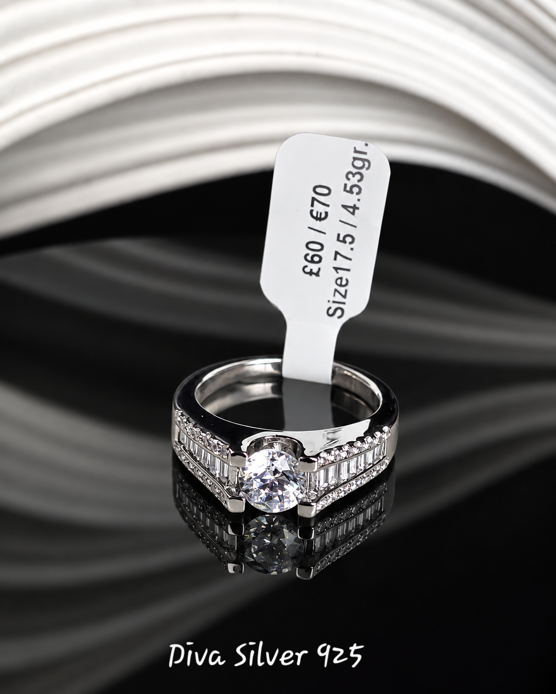 Sterling Silver Round Cut Ring