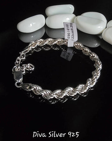 925 Sterling Silver Twisted Rope Unisex Bracelet
