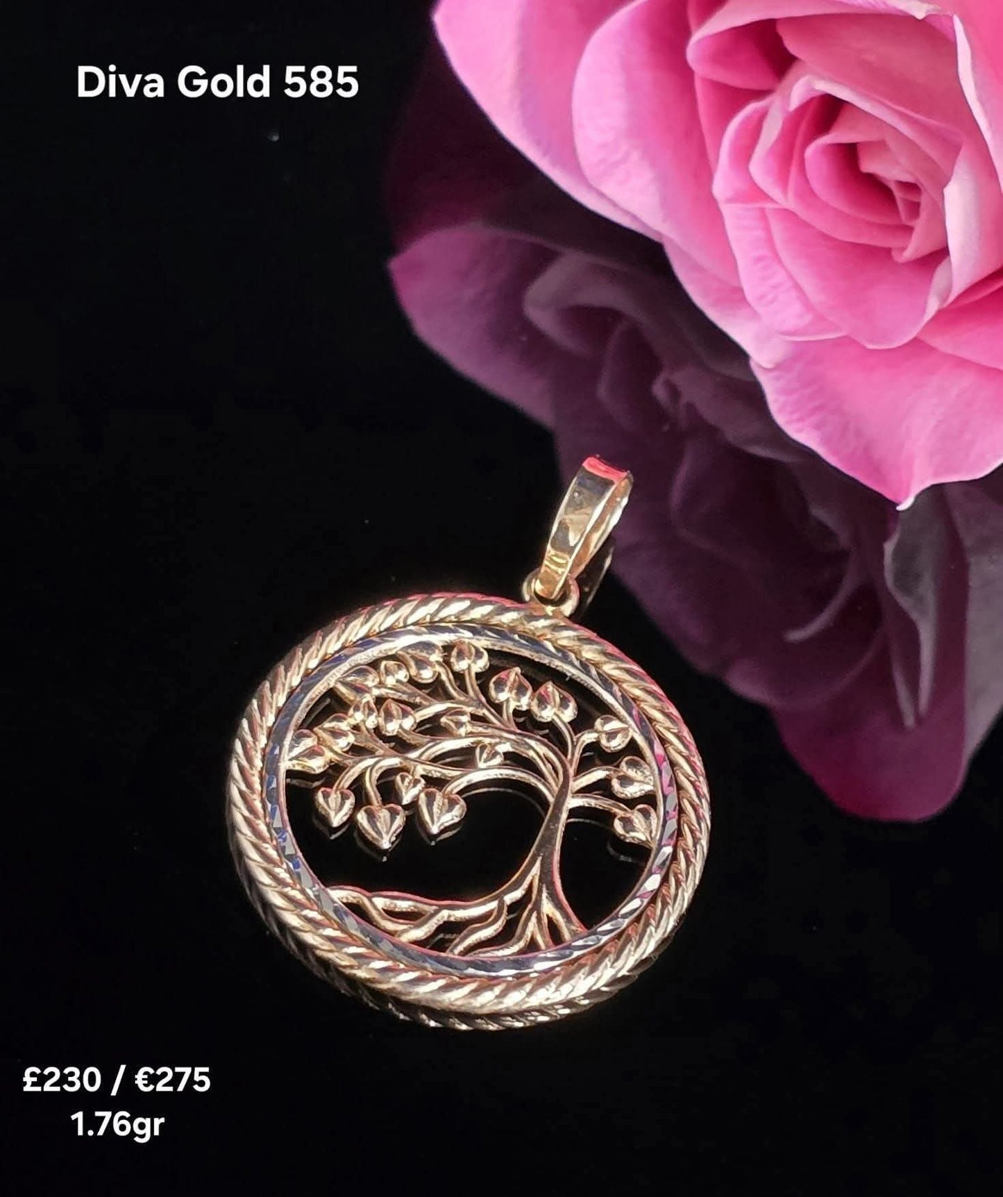 585 Gold tree pendant. 1.76gr