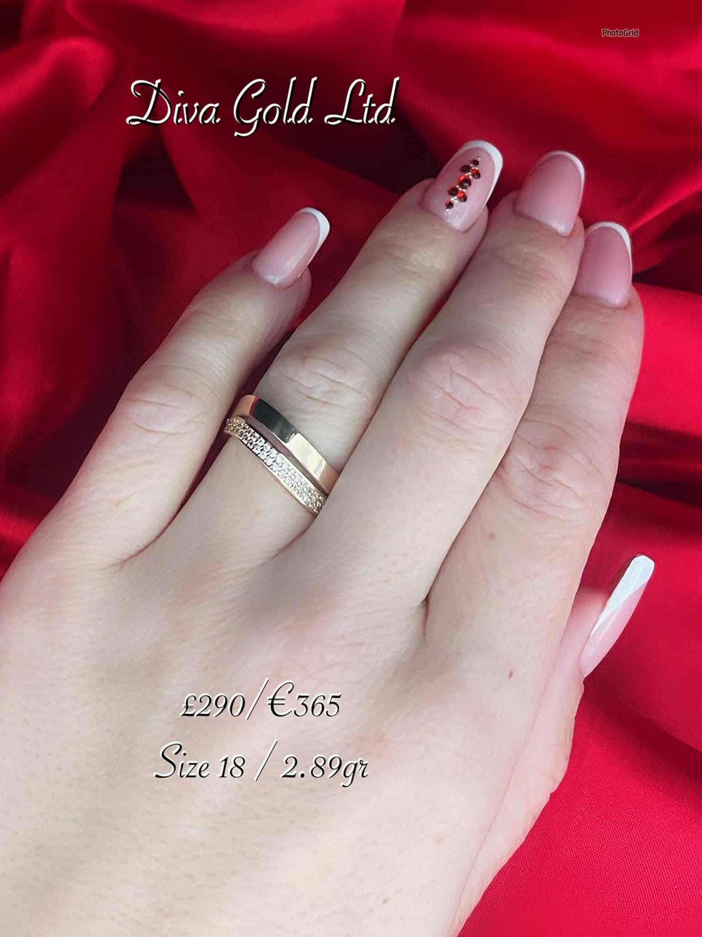 Gold double ring. Size 18