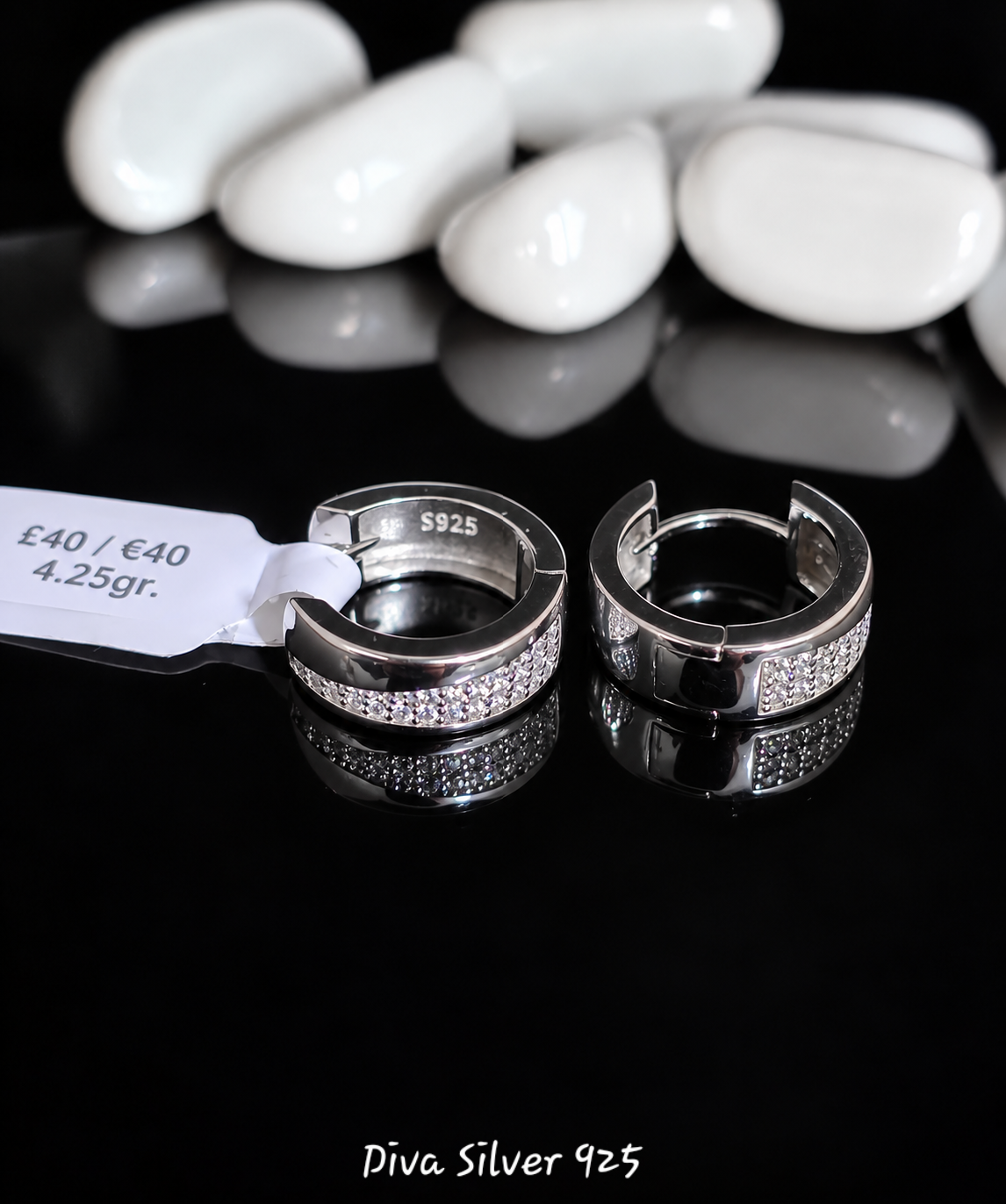 Sterling Silver Hoop Style Women Earrings