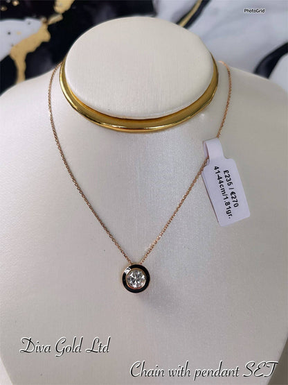 Gold Chain with pendant. 41-44cm