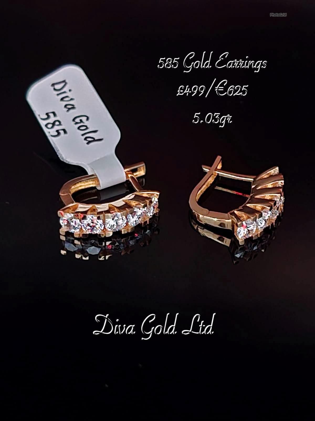 Gold 585 earrings with zircon stones