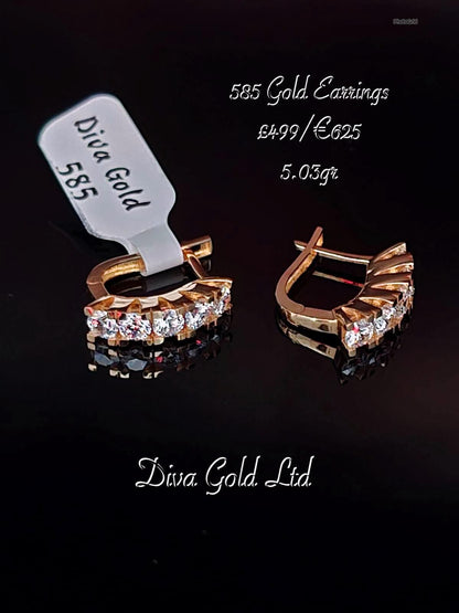 Gold 585 earrings with zircon stones