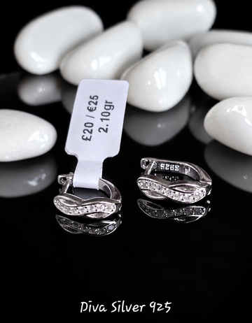 Sterling Silver Elegant Twisted Crossover Women Earrings
