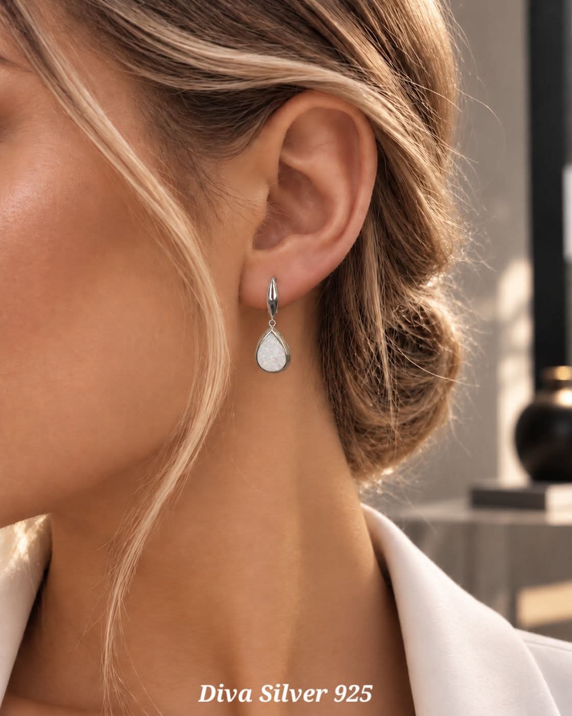Sterling Silver Beauty Drop Women Earrings