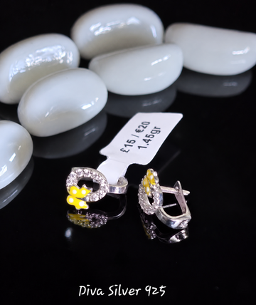 Sterling Silver Small Yellow Butterfly Earrings