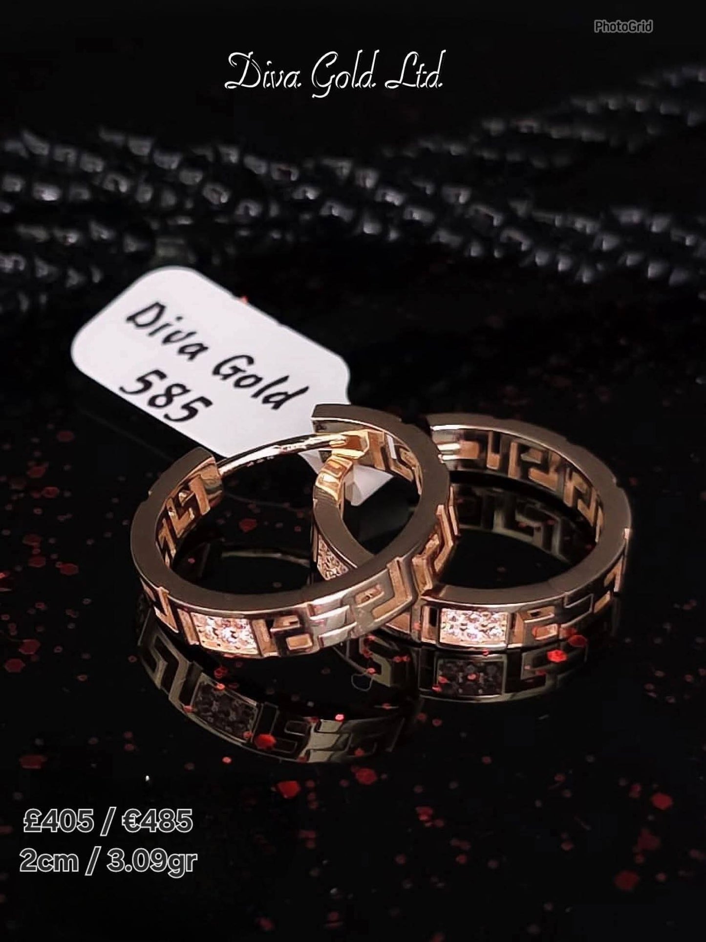585 Gold Hoop earrings.  2cm / 7.60gr