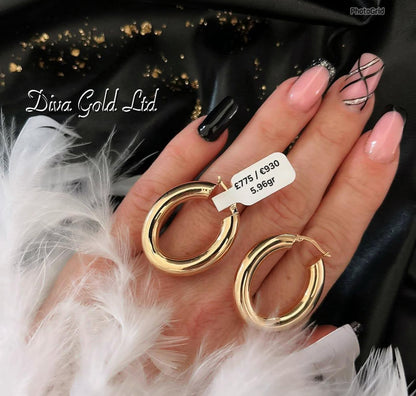 585 Gold hoop earrings. 5.96gr