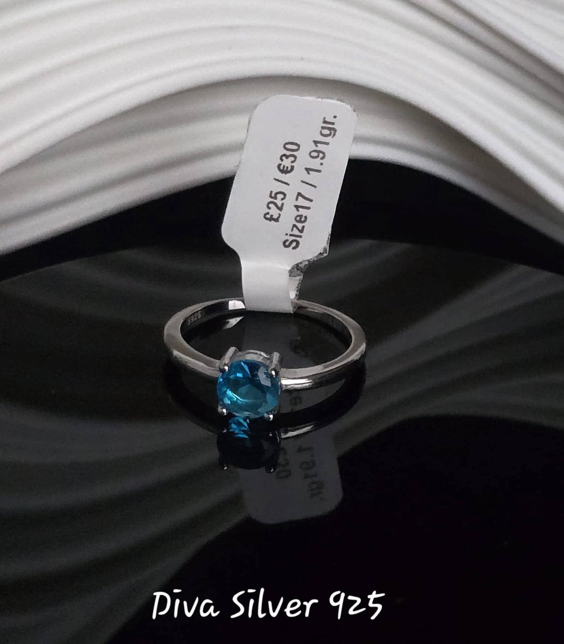 Sterling Silver Round Blue Stone Ring