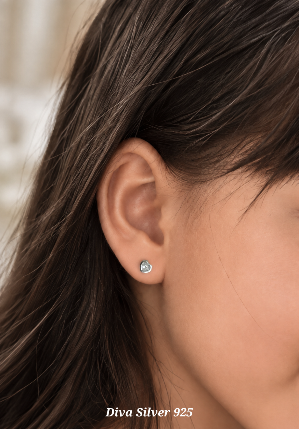 Sterling Silver Love Stud Earrings For Kids