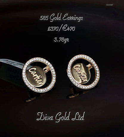 Gold 585 cartier earrings