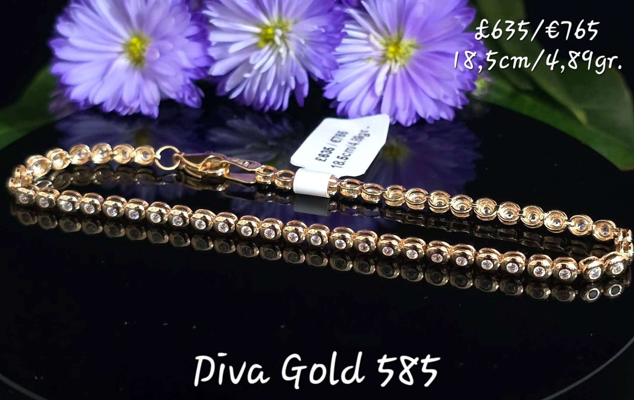 18.5cm Gold bracelet 585 with white zircon stones
