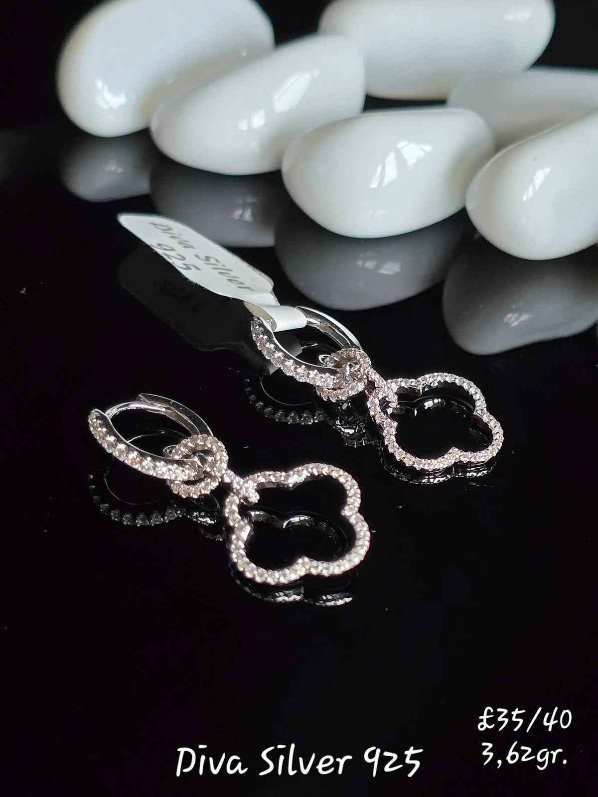 Sterling Silver Leaf Clover Women Earrings