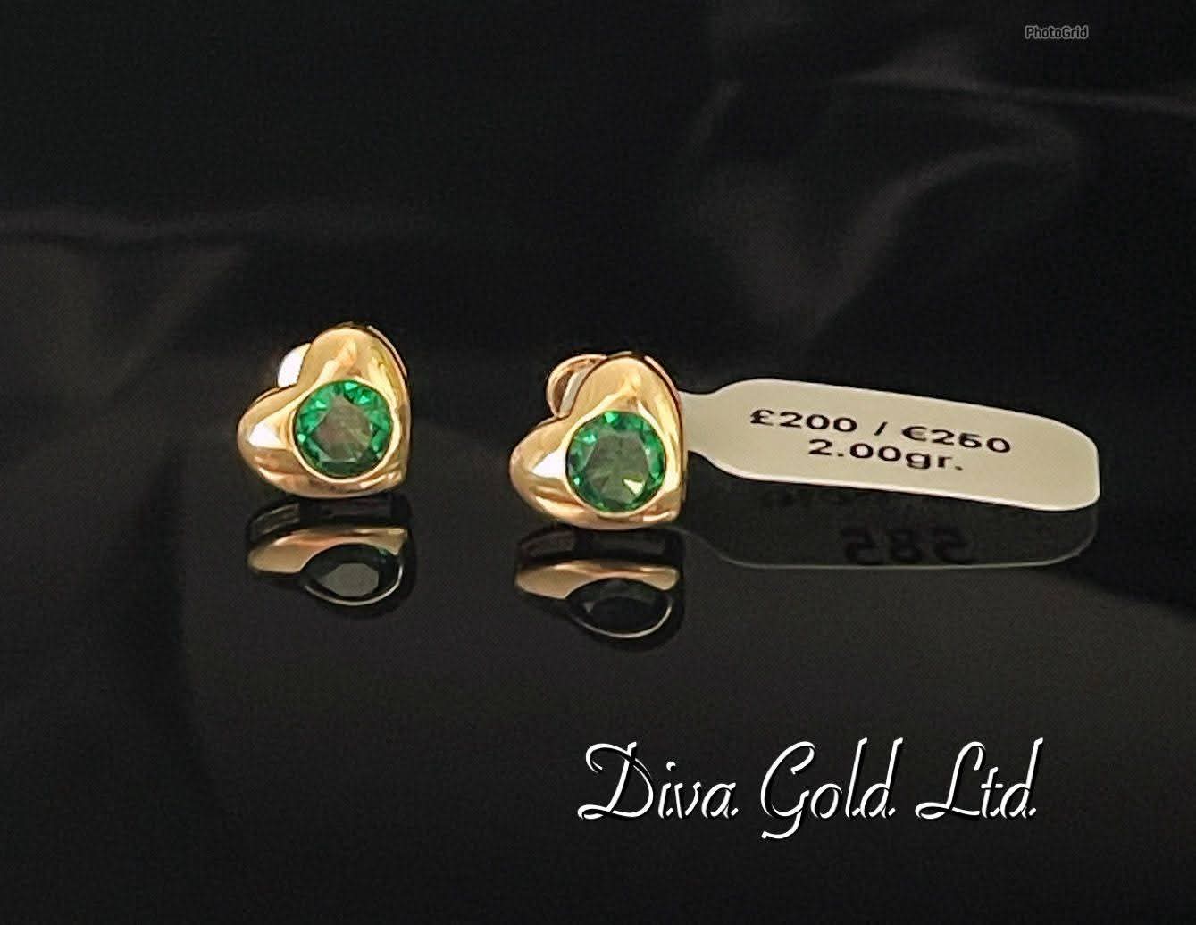 Gold 585 heart studs earrings.