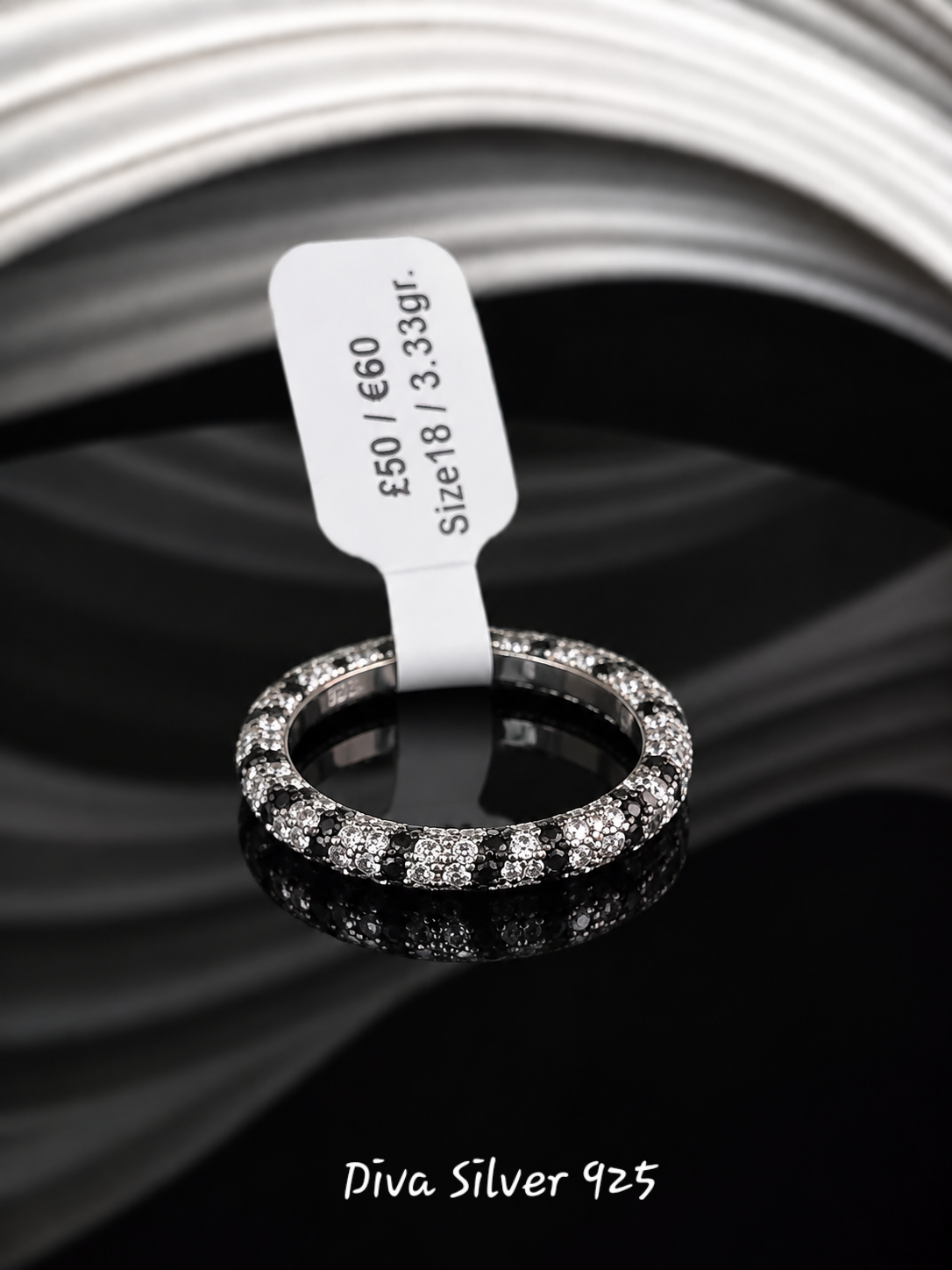 Sterling Silver Black & White Ring