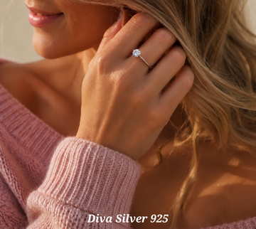 Sterling Silver Round Stone Ring