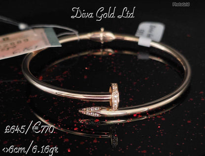 Gold bracelet with zircon stones. <>6cm