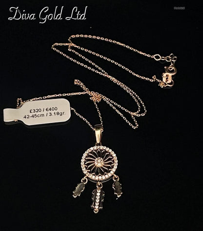 Gold chain with pendant. 42-45cm