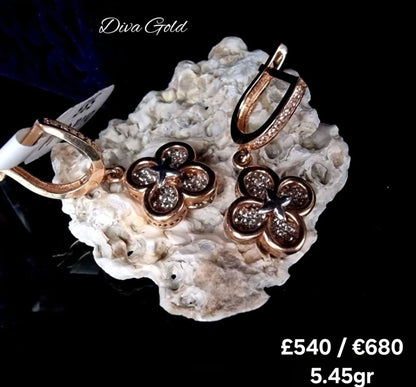 Gold 585 earrings with zircon stone