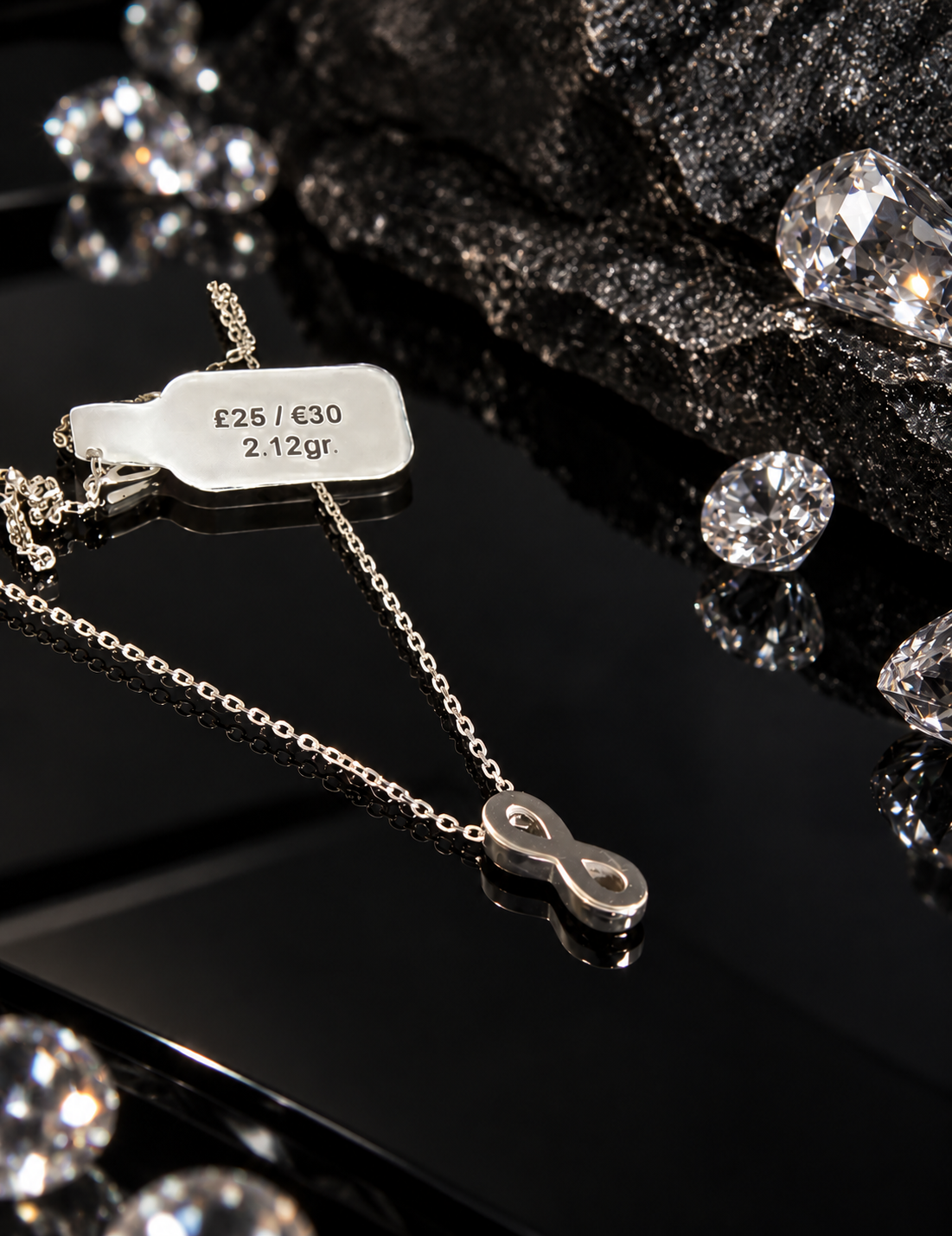 925 Sterling Silver Infinity Necklace with Pendant
