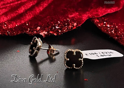 Gold 585 clover studs earrings