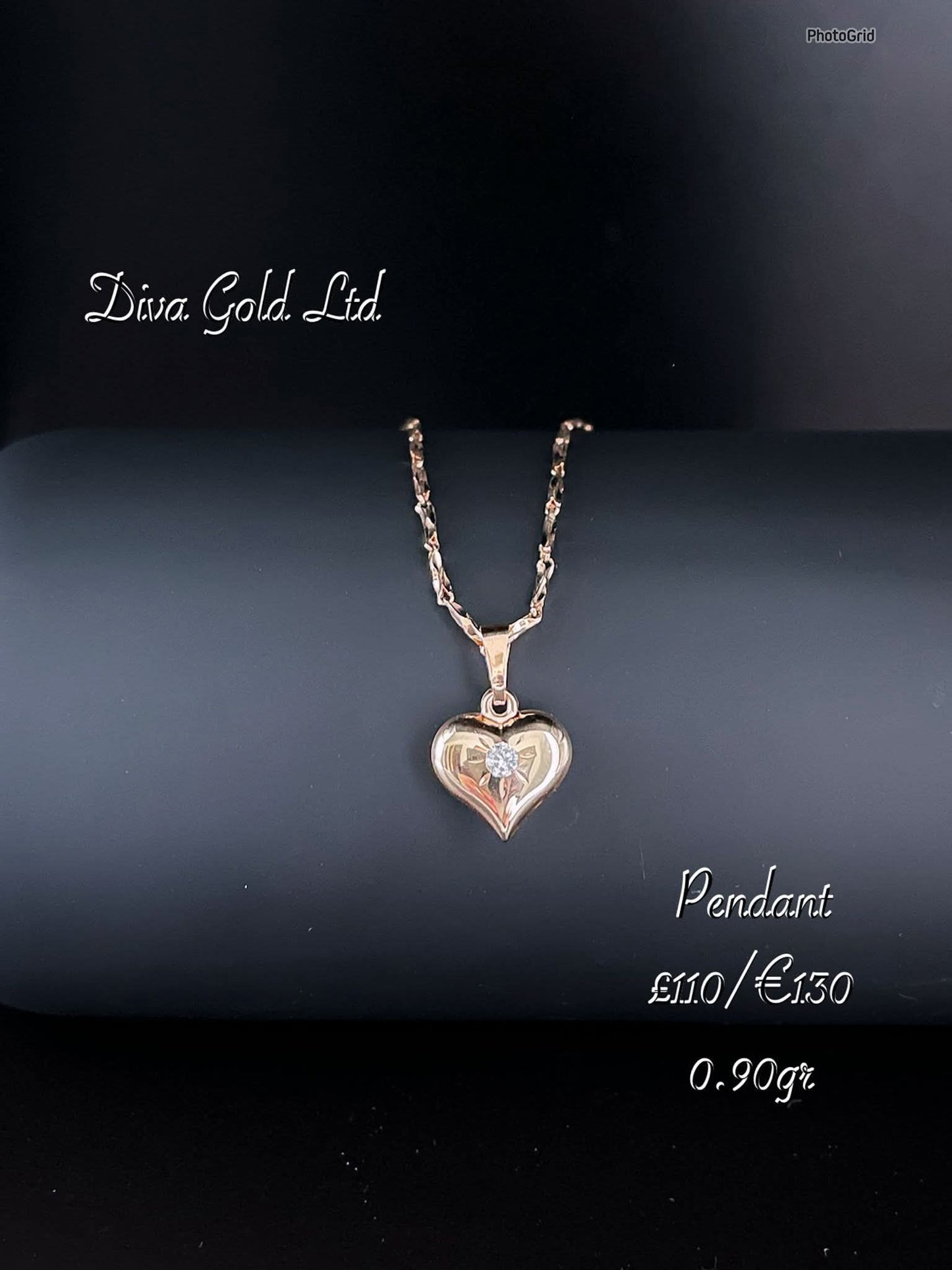 585 Gols pendant with whitw zircon stone.