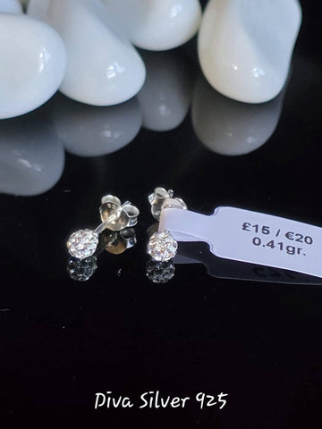 Sterling Silver Shining Ball Stud Earrings