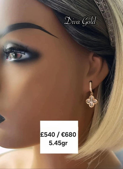 Gold 585 earrings with zircon stone