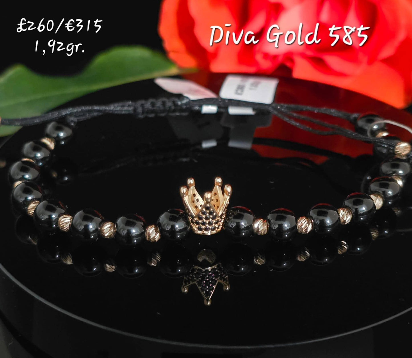 585 gold bracelet with onyx beads.