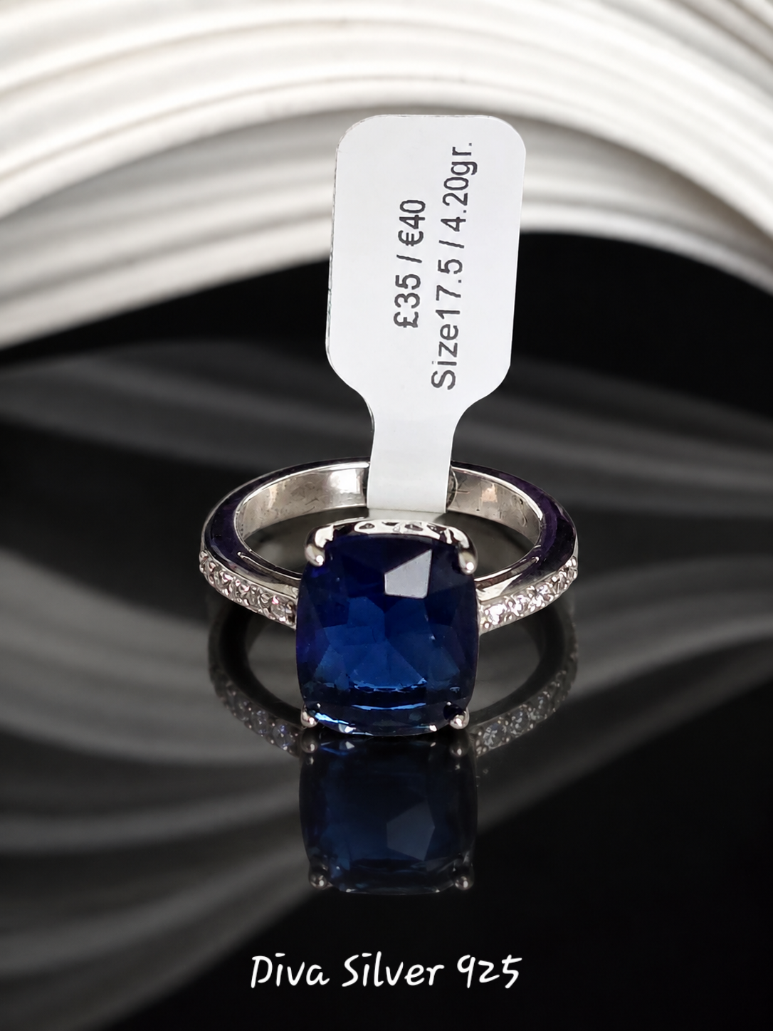 Sterling Silver Blue Stone Ring
