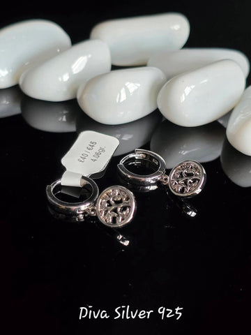 Sterling Silver Tree Women Earrings