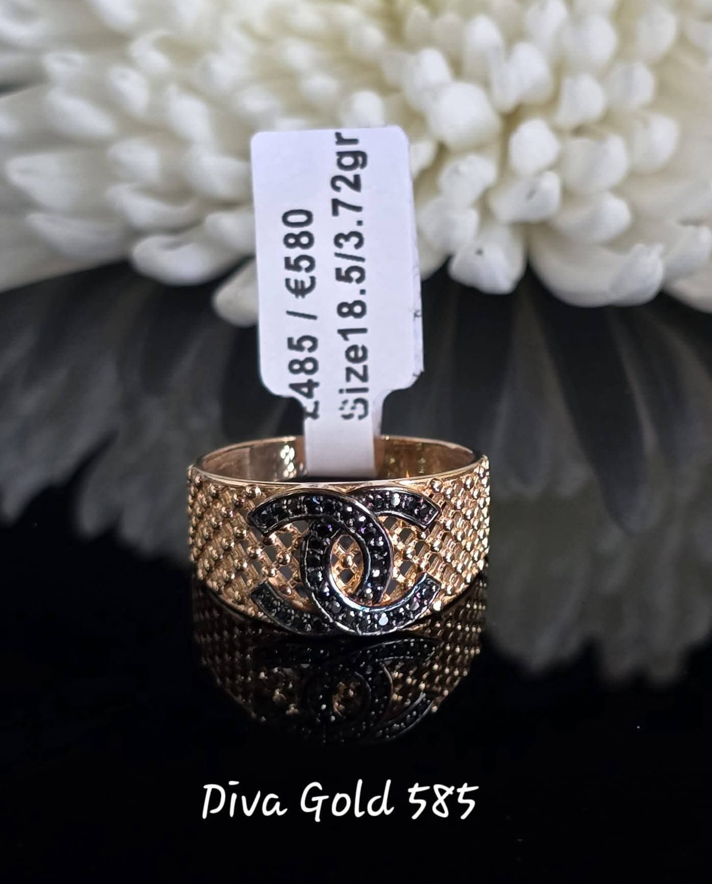 Gold women Chanel style Ring.Size 18.5