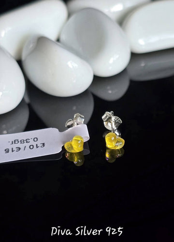 Sterling Silver Yellow Heart Stud Earrings for Kids