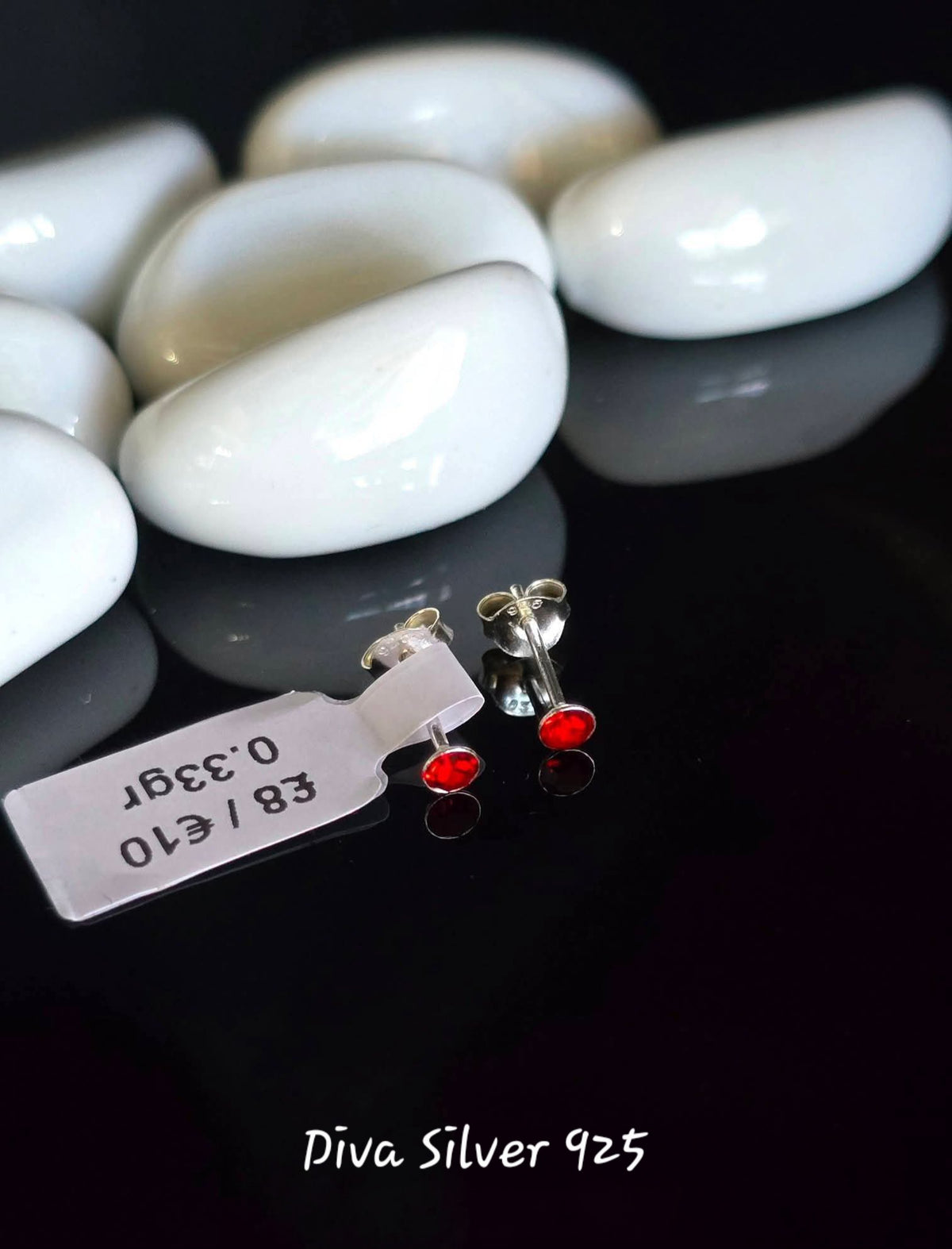 Sterling Silver Small Red Stud Earrings
