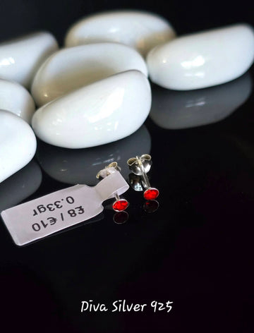 Sterling Silver Small Red Stud Earrings