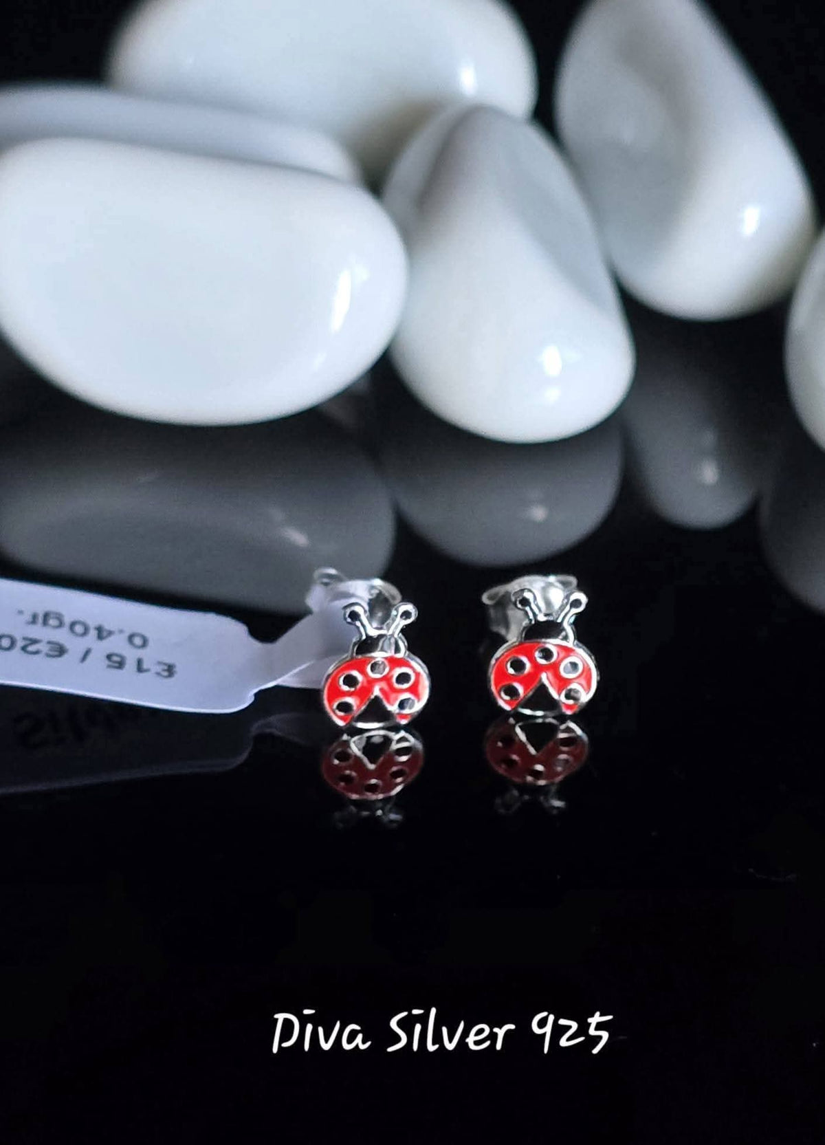 Sterling Silver Ladybird Stud Earrings