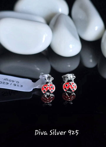 Sterling Silver Ladybird Stud Earrings