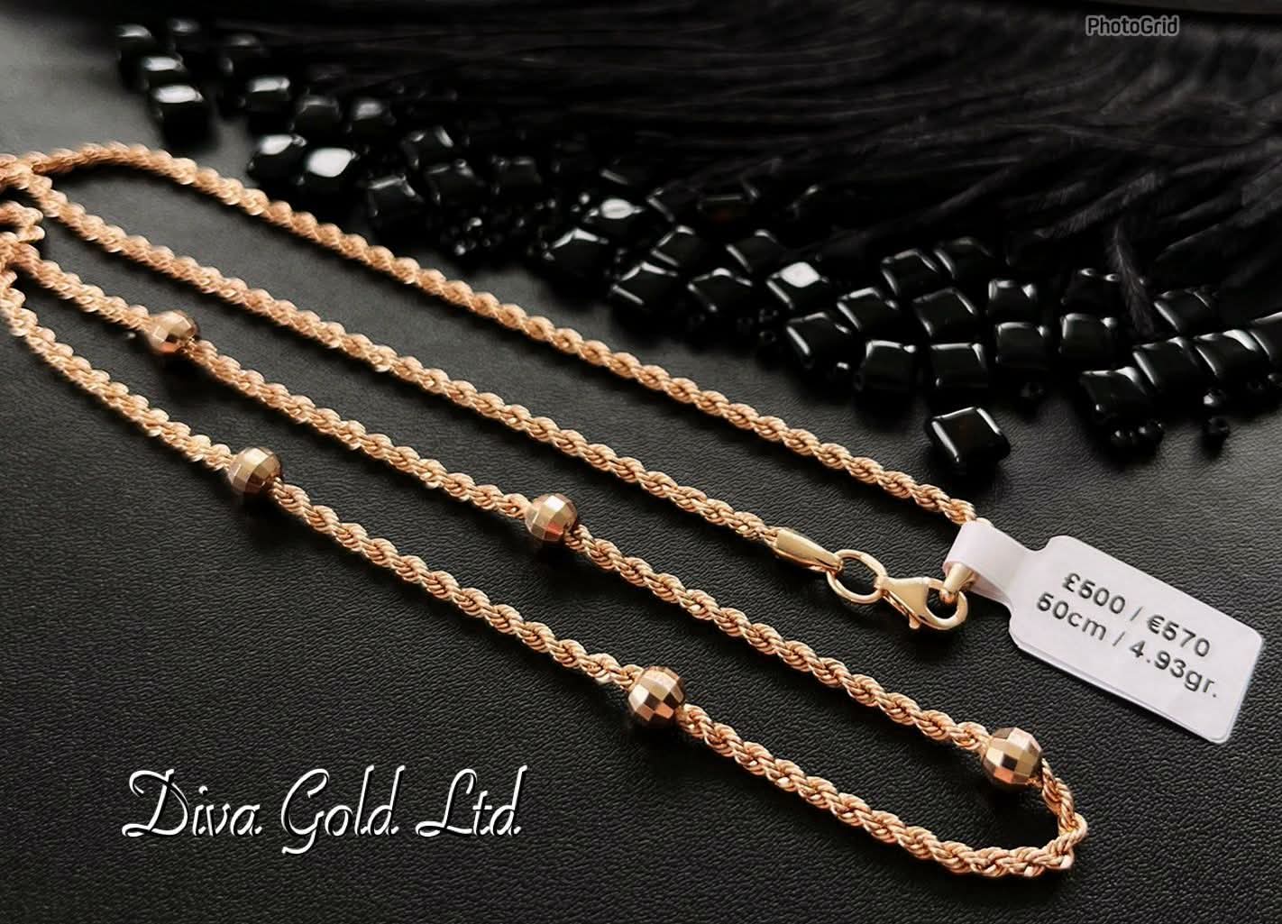 585 Rope Gold chain. 50cm