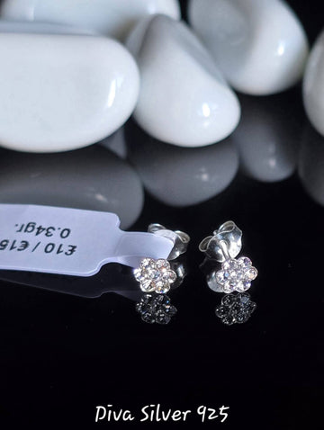 Sterling Silver Flowers Stud Earrings