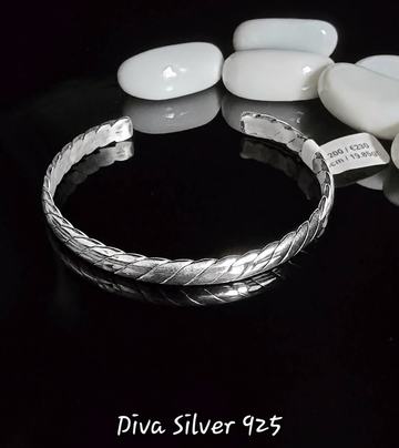 925 Sterling Silver Twisted Bangle Bracelet For Women