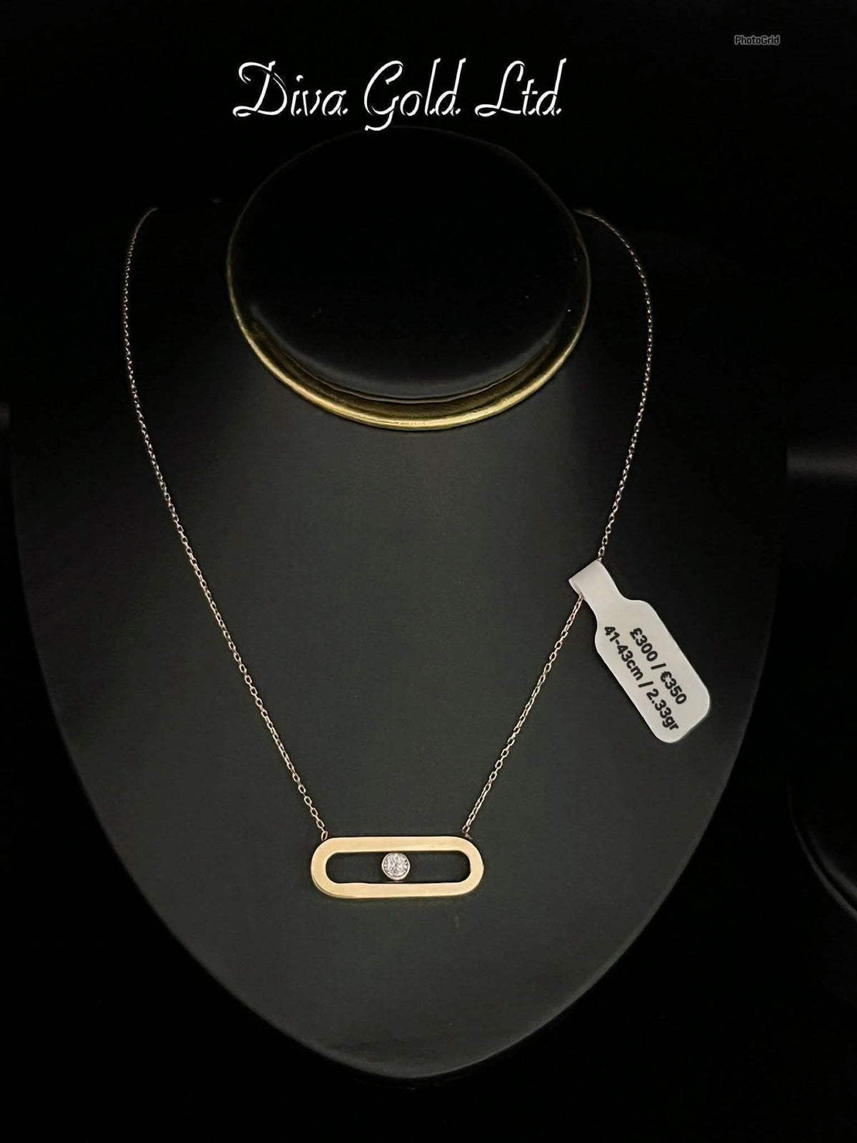 14K Gold Oval Cubic Zirconia Necklace